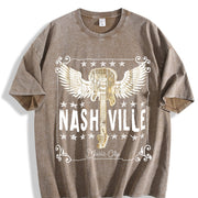 Nashville Music City Winged Guitar vintage washed oversized T-shirt in Brown