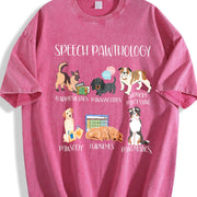 Speech Pathology Dogs Vintage Washed T-Shirt in Red