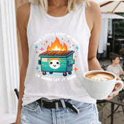 This Stylish Features a of the Letters and Cartoon Of Women's Color Cotton Tank Top in White
