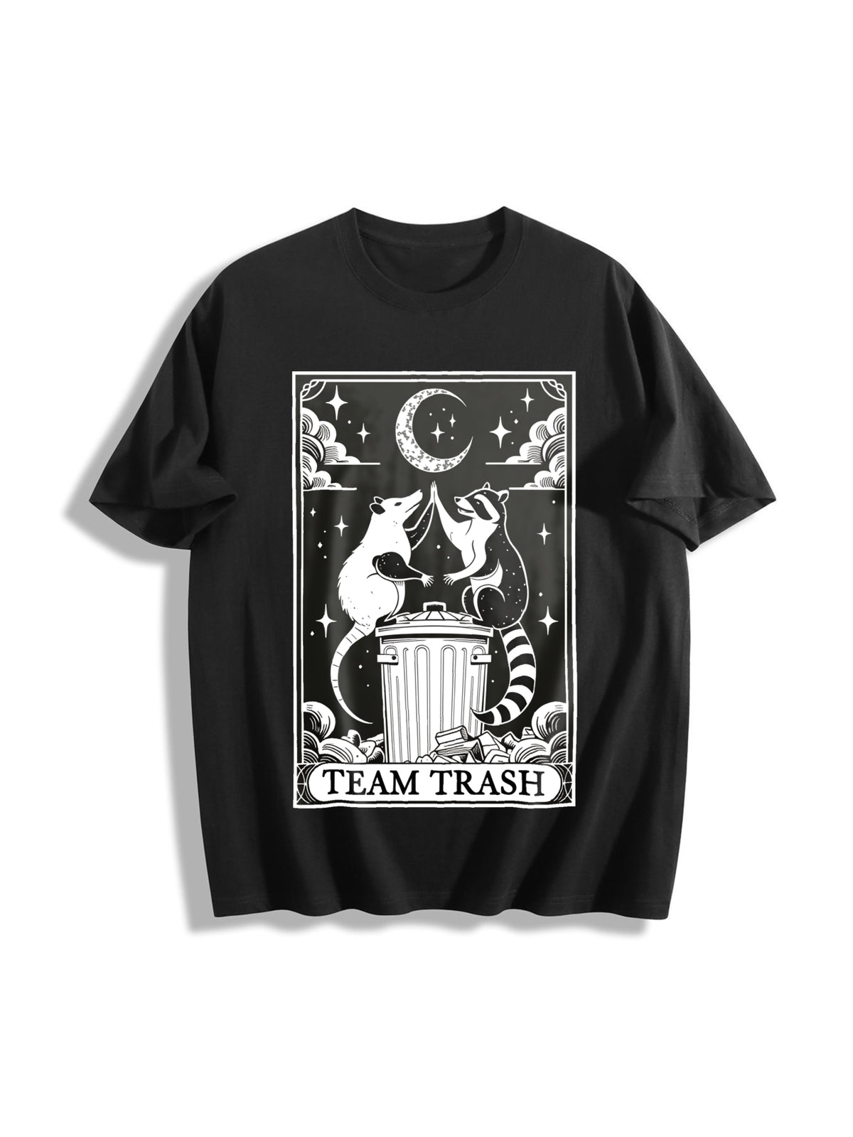Team Trash Tarot Card Cotton T-Shirt in Black