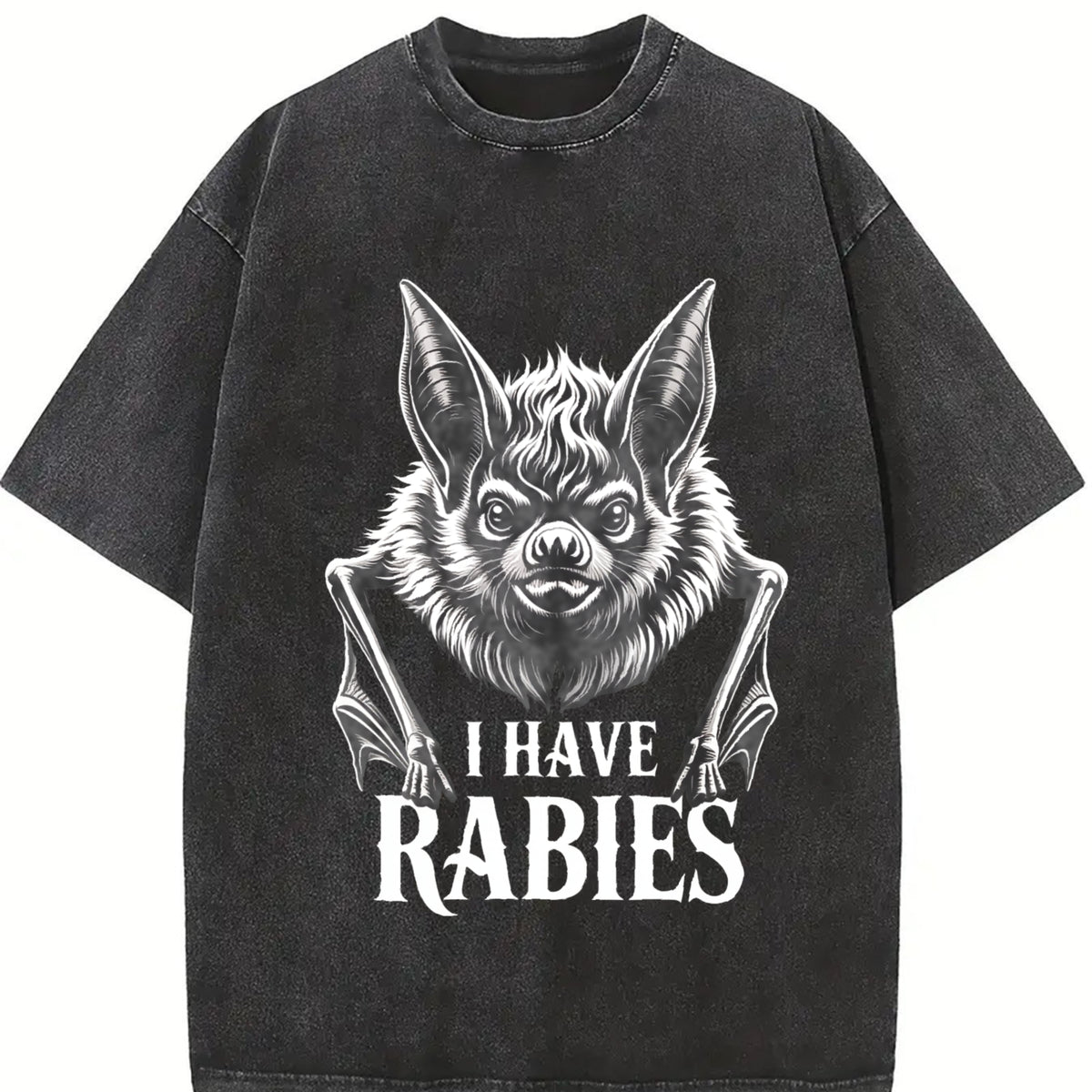 I Have Rabies 90s Vintage Washed T-Shirt in Black