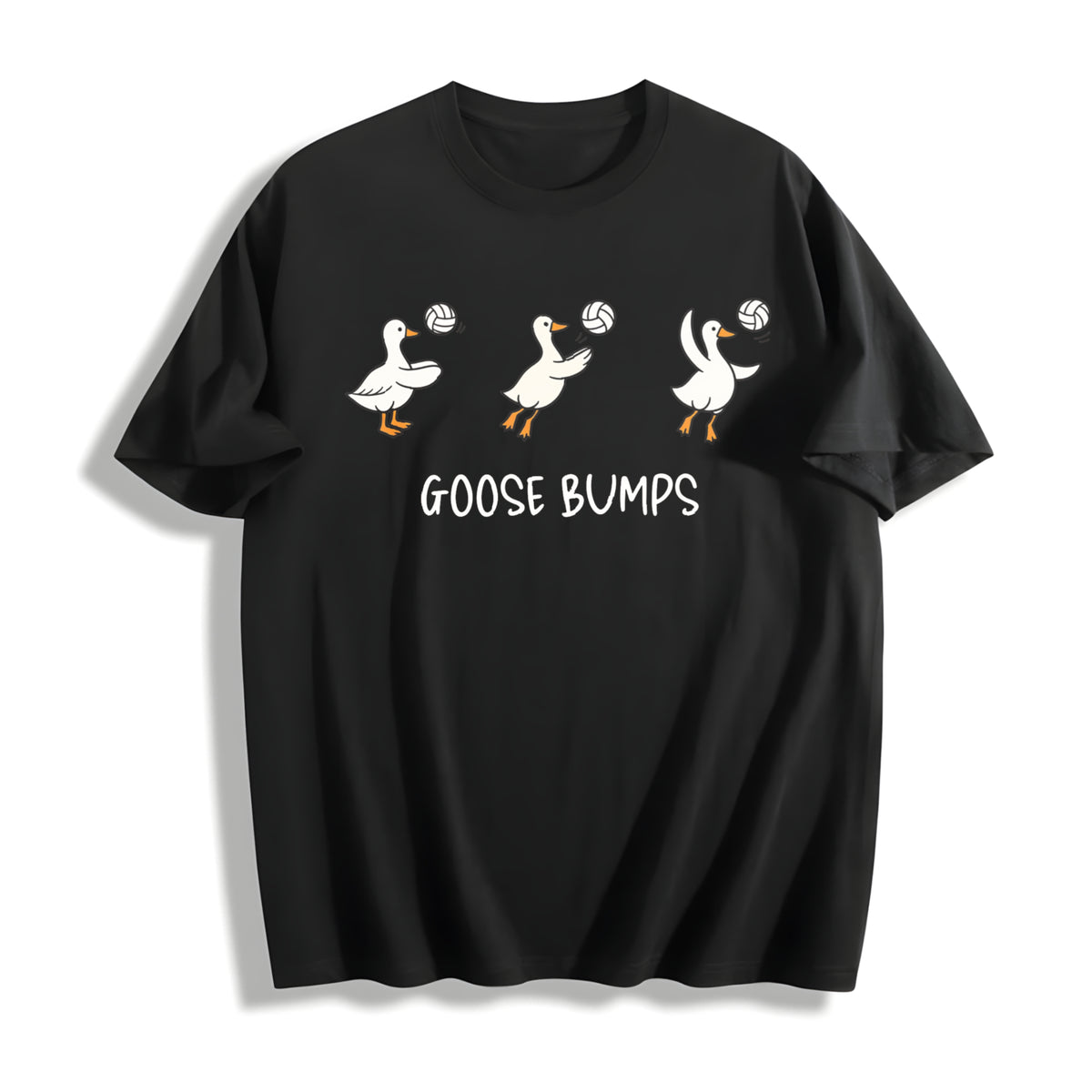 Goose Bumps Volleyball Cotton T-Shirt in Black