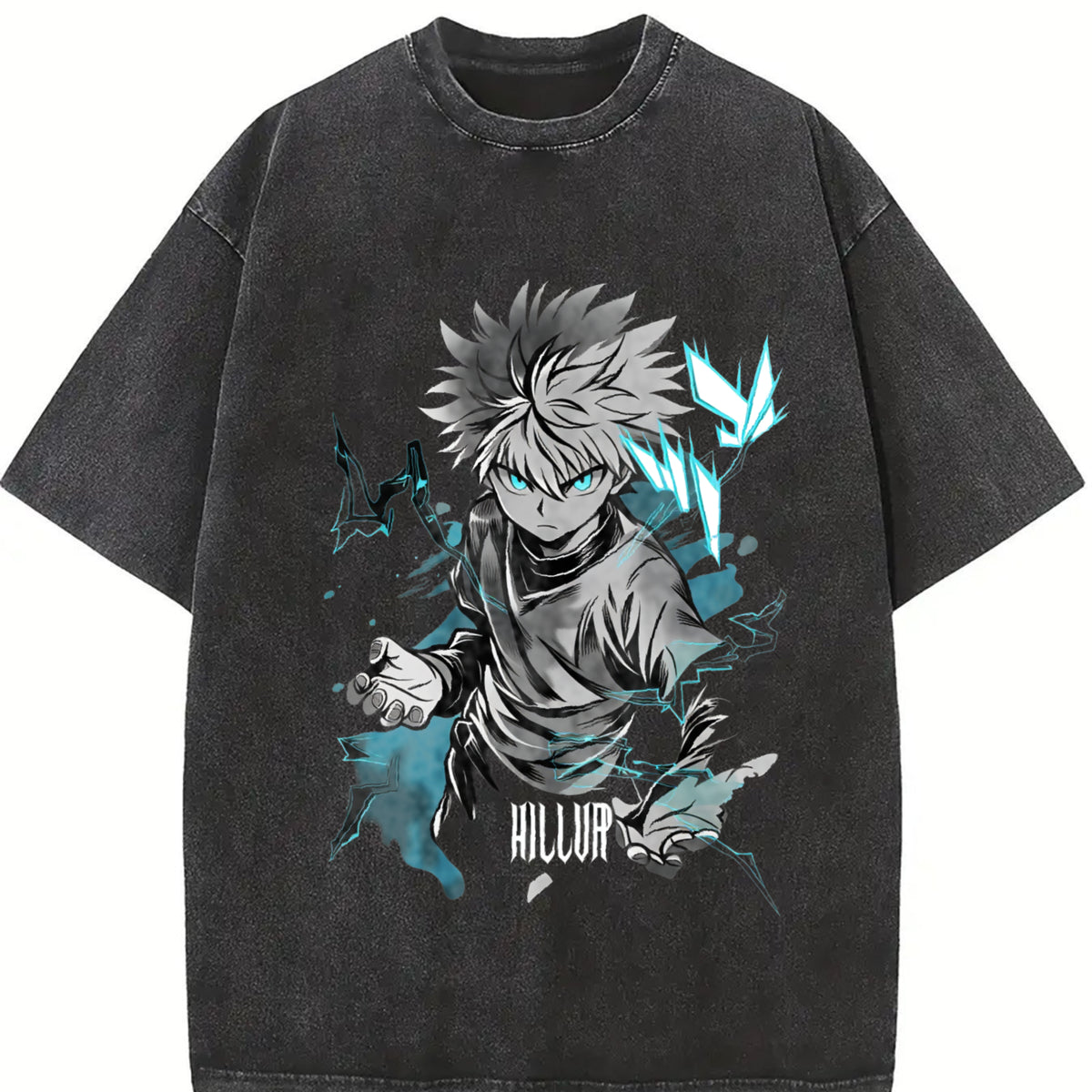 Killua Zoldyck Hunter x Hunter Anime Soft Anime for Anime vintage washed oversized T-shirt in Black