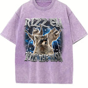 Rizz Em with the Tism Raccoon Vintage Washed T-Shirt in Purple