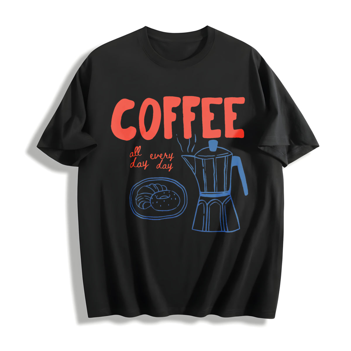 Coffee Club Coffee Lover Cotton T-Shirt in Black