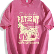 Please Be Patient 1900s Horse vintage washed oversized T-shirt in Red