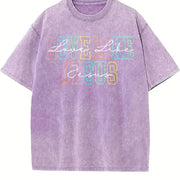 Love Like Jesus Christian Vintage Washed T-Shirt in Purple