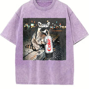 Raccoons Diet Coke Vintage Washed T-Shirt in Purple