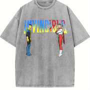 Retro Invincible Mark Grayson & Omni-man Battle Vintage Washed T-Shirt in Gray