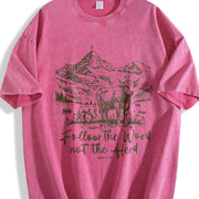 European and American Vintage Washed T-Shirt in Red