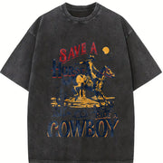 Save a Horse Ride a Cowboy 90s Western Retro Cowboy Rodeo vintage washed oversized T-shirt in Black