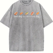Hot Dog Bad Day to Be a Hotdog Retro Hotdog vintage washed oversized T-shirt in Gray