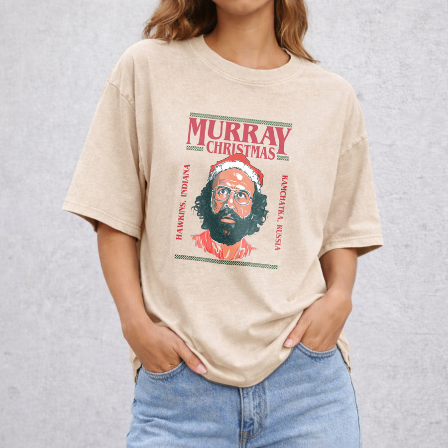 Stranger Christmas vintage washed oversized T-shirt in Beige