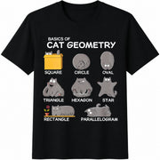 Cat Geometry Cotton T-Shirt in Black