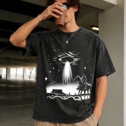 Cowboy UFO Western Lover Vintage Washed T-Shirt in Black