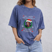 All I Want For Christmas Is For Steve To Survive vintage washed oversized T-shirt in Blue