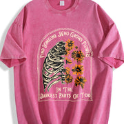 Find Someone Who Grows Flowers Rib Sunflowers Printing Vintage Washed T-Shirt in Red