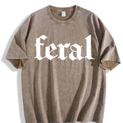 Feral Human for Feral Wife Vintage Washed T-Shirt in Brown