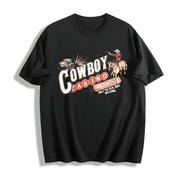 Rodeo Retro Western Cotton T-Shirt in Black