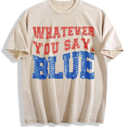 Baseball Whatever You Say Blue Umpire Vintage Washed T-Shirt in Beige