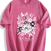 God Is Good Boho Christian Vintage Washed T-Shirt in Red