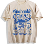 Mitochondria Science Vintage Washed T-Shirt in Beige