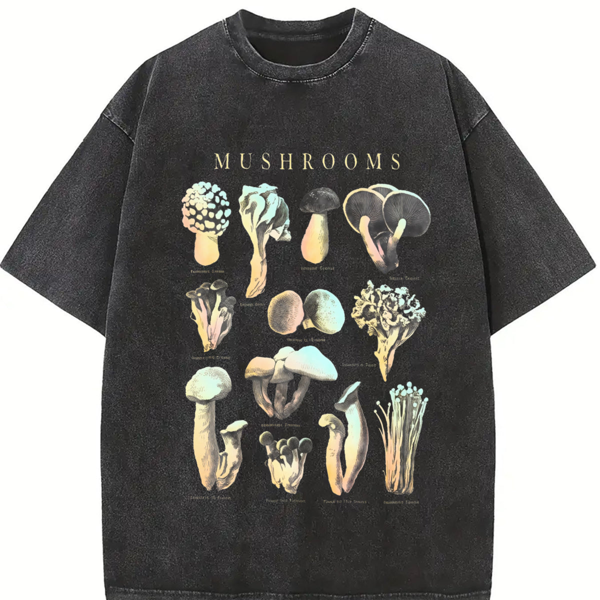 Classic Mushroom Premium Vintage Washed T-Shirt in Black