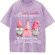 Red with Fun Patterns Vintage Washed T-Shirt in Purple