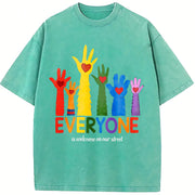 Everyone Is Welcome On Our Street Pride Month Sublimation vintage washed oversized T-shirt in Blue