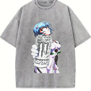 Rei Ayanami X Monster Vintage Washed T-Shirt in Gray