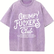 Grumpy F*ckers Club Sarcastic Novelty for Classic Vintage Washed T-Shirt in Purple