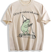 Fuc k Ice FDT Anti ICE Frog and Batik vintage washed oversized T-shirt in Beige