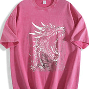 Dragon Fantasy Retro Dragon Vintage Washed T-Shirt in Red