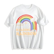 Reading Rainbow Retro Librarian Cotton T-Shirt in White