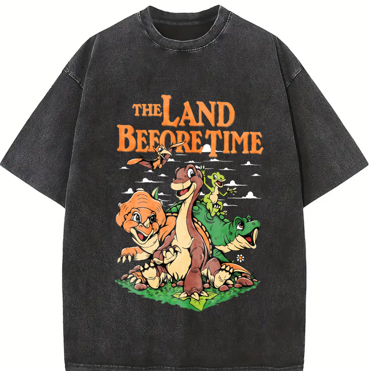 The Land Before Time Dinosaur Friends vintage washed oversized T-shirt in Black