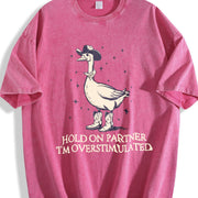 Hold on Partner IM Overstimulated Vintage Washed T-Shirt in Red