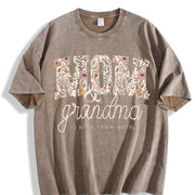 Grandma And Mom I Rock Them Both Floral Mom & Grandma vintage washed oversized T-shirt in Brown