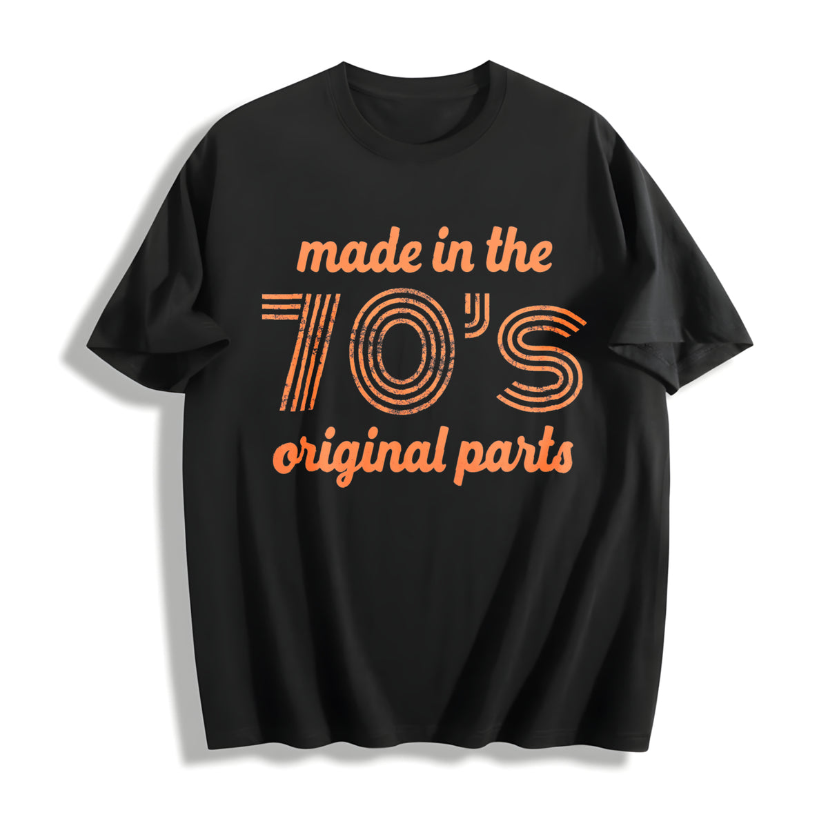 Made in the 70s Original Parts Age Birthday Decade Cute Cotton T-Shirt in Black