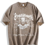 Blindfolded Beige Grunge Vintage Washed T-Shirt in Brown