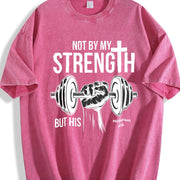 Not by My Strength but His Philippians 4:13 Vintage Washed T-Shirt in Red