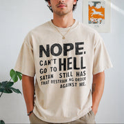 NOPE NOT GOING to HELL Vintage Washed T-Shirt in Beige