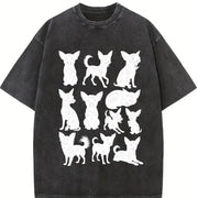 Black Chihuahua Chart Vintage Washed T-Shirt in Black