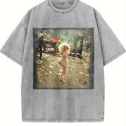 Glam Doll in the Wreckage Vintage Washed T-Shirt in Gray