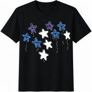 Doodle Stars Cotton T-Shirt in Black