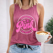 In October We Pink Crew-neck Sleeveless Vest Outdoor Women's Color Cotton Tank Top in Red