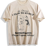 Retro Bear Self Love 90s Vintage Washed T-Shirt in Beige