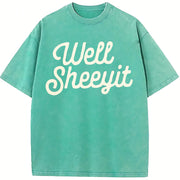 Well Sheeyit Vulgar Crude Humor vintage washed oversized T-shirt in Blue