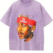 Allen Iverson Retro 90s Styled Ball Fan Basketball Legend vintage washed oversized T-shirt in Purple