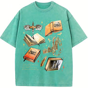 Fourth Wing Series For Fans War College Dragon Rider vintage washed oversized T-shirt in Blue