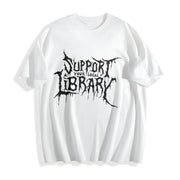 Support Your Local Library Cotton T-Shirt in White